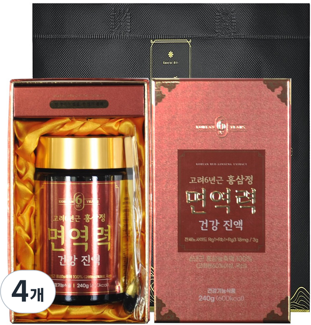 대한홍삼 고려6년근 홍삼정 면역력 건강 진액, 4개, 240g