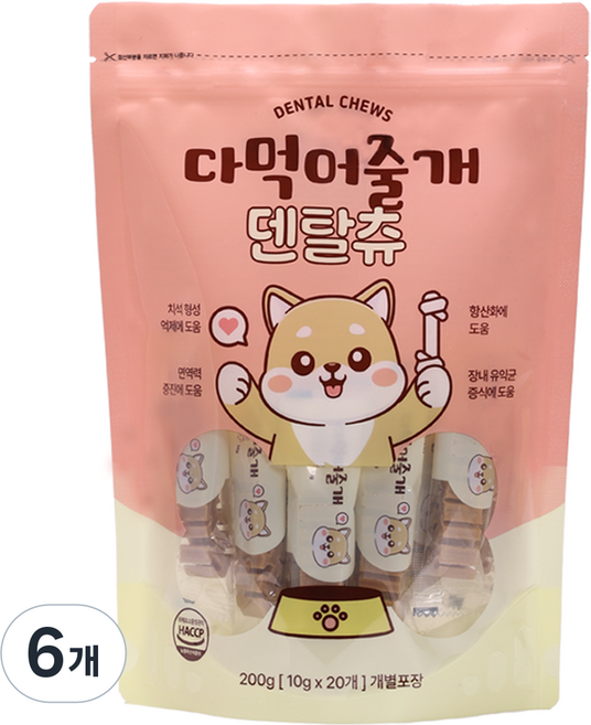 다먹어줄개 강아지 가수분해 덴탈껌 하이포알러제닉, 6개, 200g, 가수분해 닭고기