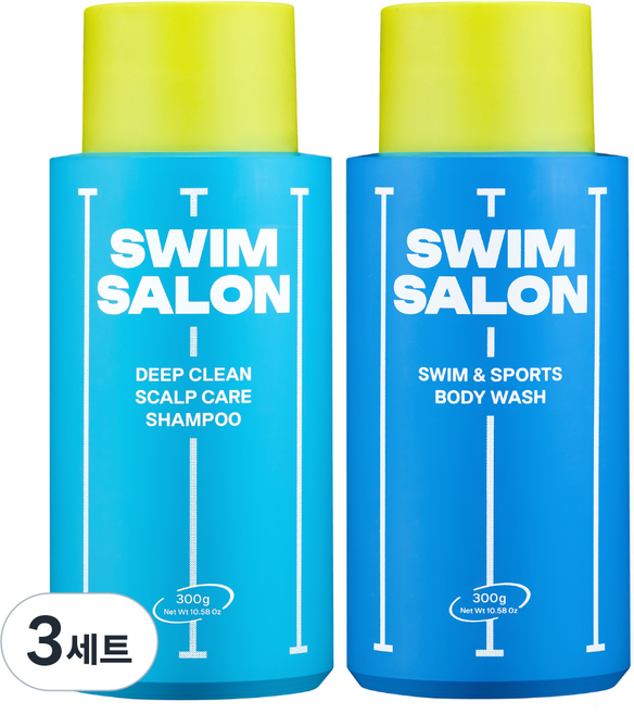 스윔살롱 수영 샴푸300g + 바디워시300g 염소제거 탈모완화 저자극 약산성 수영장 샴푸, 3세트