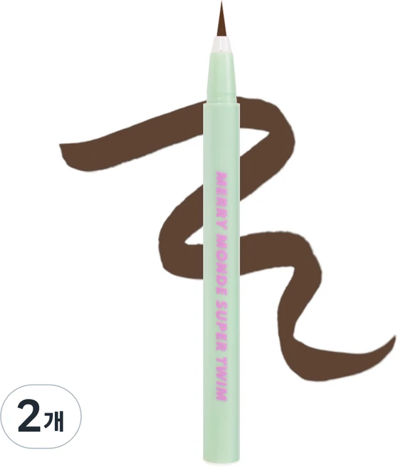 메리몽드 슈퍼트임 펜 아이라이너, 05 #모카브라운, 2개 - 쿠팡