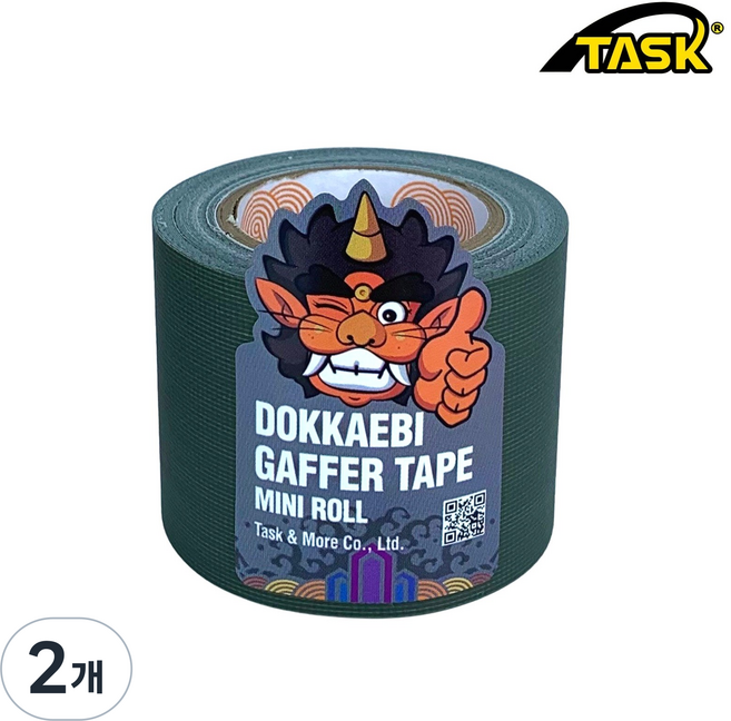 도깨비 수출용(국내산) 개퍼테이프 무광면테이프 미니롤 MATT OLIVE DRAB 50mmX5m, 2개