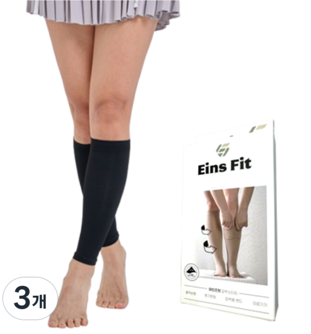 아인즈핏 의료용 압박스타킹 블랙, 종아리/무릎형, 3개