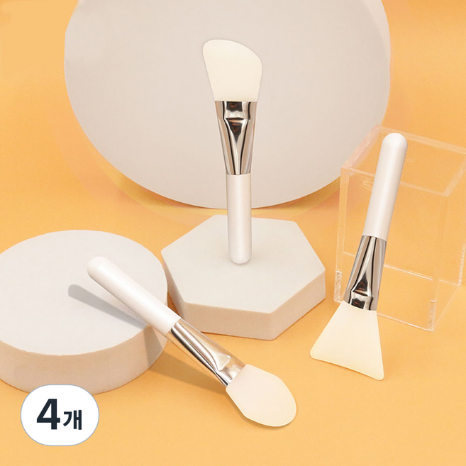 3종 실리콘 팩 브러쉬 메이크업 스파츌라 사용가능 마스크 고무팩 로션 크림 에센스 브러쉬, 4개