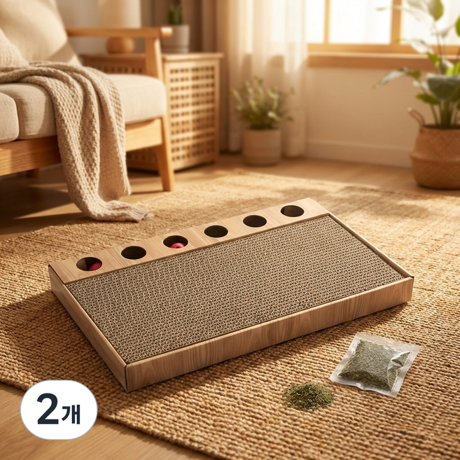 프리미요 스크래쳐 플레이콤보 DS38 + 캣닢가루, 2개, 베이지