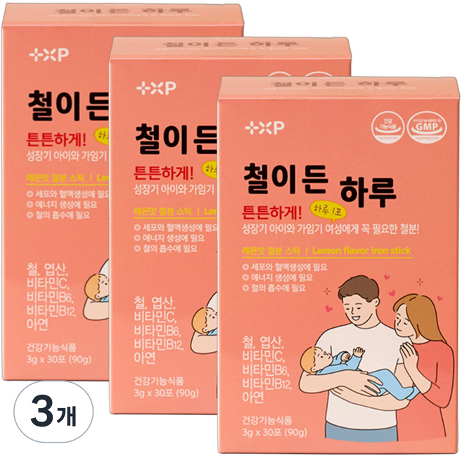 여성 철분제 변비없는 빈혈에 좋은 비햄철 리포조말 철분 영양제 철이든하루 레몬맛 철분, 3개, 30회분