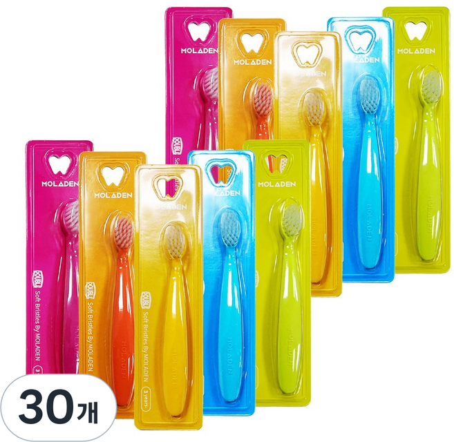 몰라덴 이지그립 이중미세모 유아칫솔, 랜덤 발송, 30개, 1개입