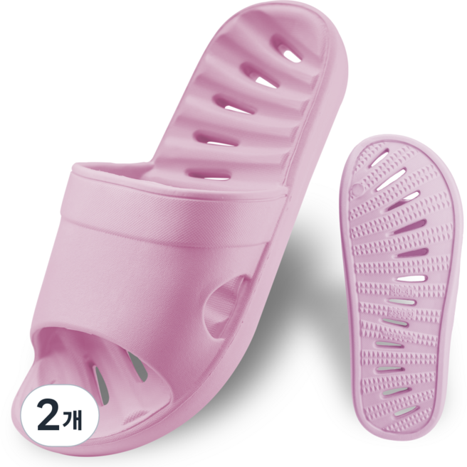 리던홈 물빠짐 미끄럼방지 욕실화 EVA, 2개, 로즈핑크