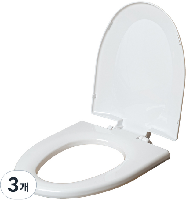 클린 변기커버 뚜껑 양변기시트, 3개, 화이트