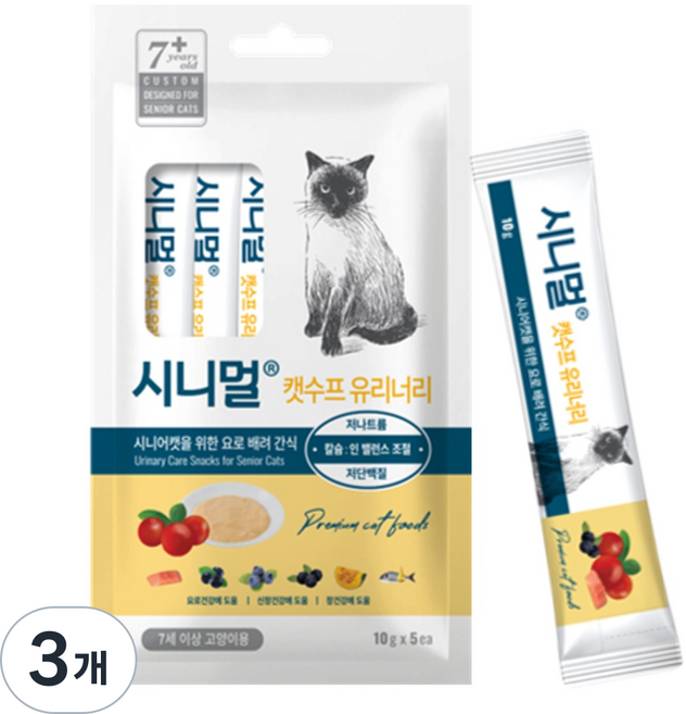 시니멀 캣수프 유리너리 시니어캣 전용 요로 /신장/장건강, 50g, 3개