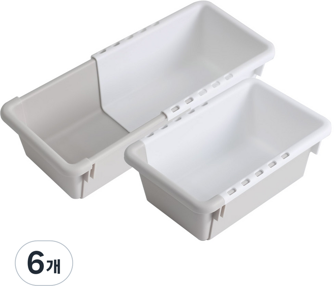데일리오 길이조절 다용도 정리함 바구니, 화이트, 6개