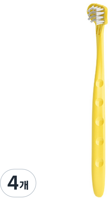 엠디비 유아용 3D 칫솔 / 혀클리너 겸용, 옐로우, 4개, 1개입