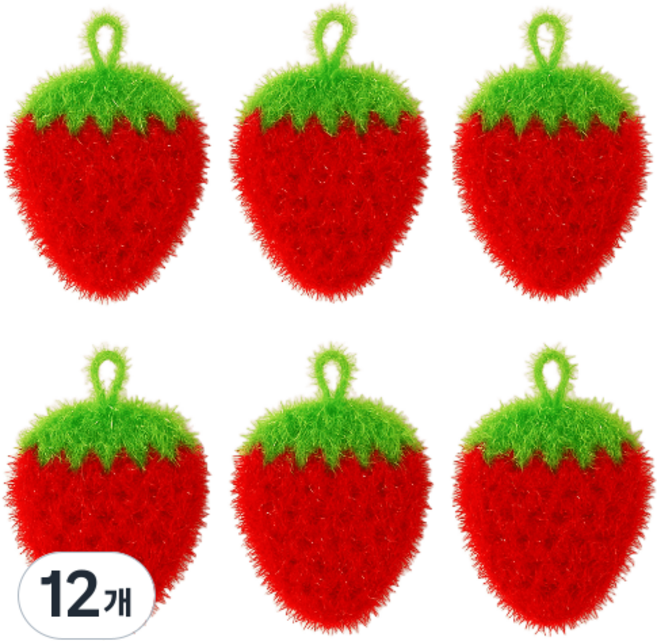 생활클릭 거품 잘 나는 아크릴 수세미 5+1 업소용 도톰한 주방수세미 손뜨게수세미 딸기수세미 핸드메이드 친환경수세미, 12개, 1세트