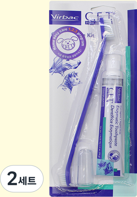 버박 C.E.T 닭고기맛 치약 칫솔 세트 키트, 70g, 2세트