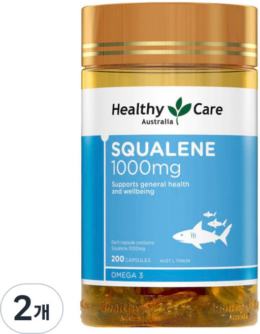 스쿠알렌 1000mg 캡슐 헬시케어 정품, 2개, 200정