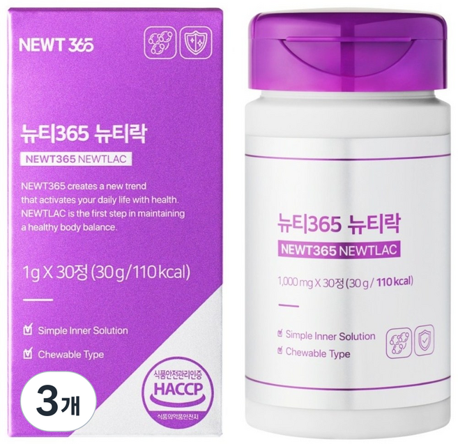 뉴티락 뉴티365 K-낙산균 프로바이오틱스 유산균, 30정, 3개
