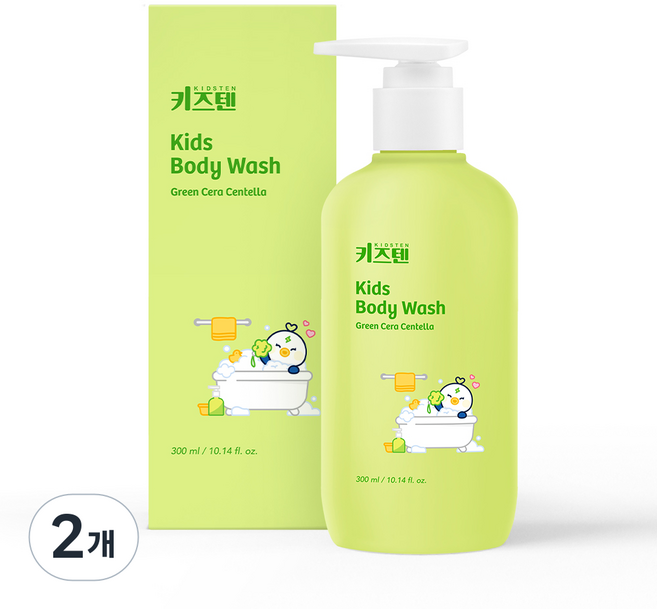키즈텐 아기 유아 어린이 키즈 초등학생 약산성 순한 버블 목욕 바디워시, 2개, 300ml