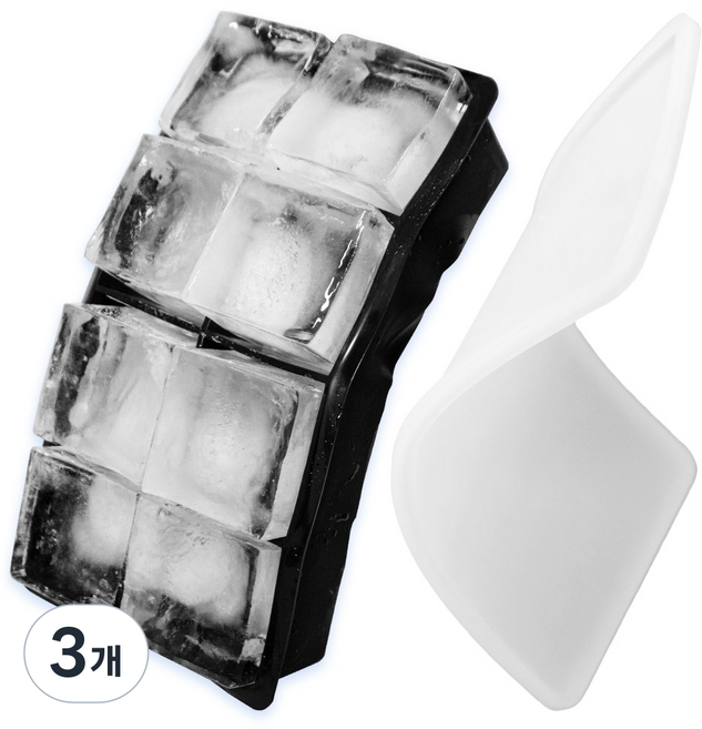 비바프 실리콘 하이볼 얼음 트레이 얼음틀 위스키 온더락, 3개, 블랙
