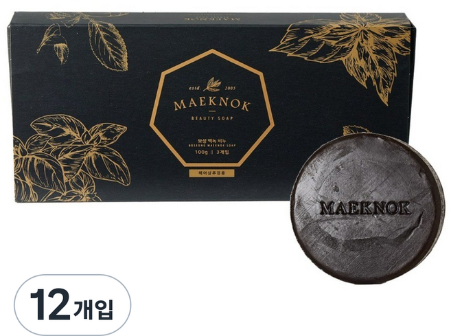 보성맥녹비누 어성초 클렌징 얼굴 세안 비누 샴푸바, 100g, 12개입