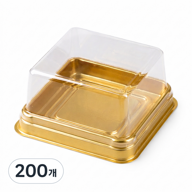 고이담100P 세트 투명 사각 화과자 월병 떡 두쫀쿠 포장 용기 PET 케이스, 200개, 사각 소형 골드
