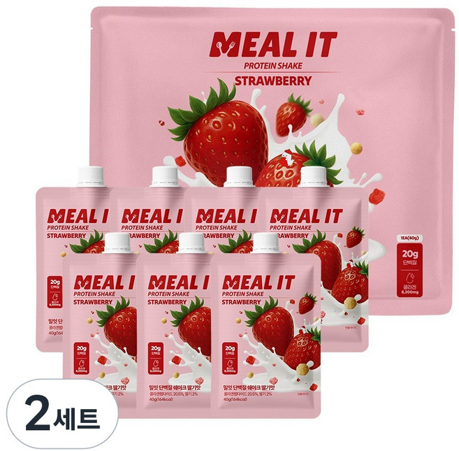 3위 - 밀잇 식단관리 포켓형 단백질 쉐이크 딸기맛, 2세트, 280g