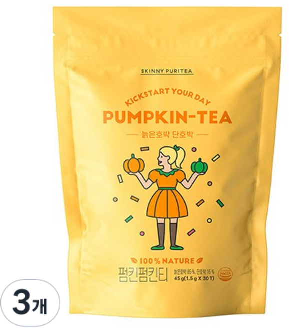 스키니퓨리티 펌킨펌킨티 늙은호박차 삼각티백, 1.5g, 30개입, 3개