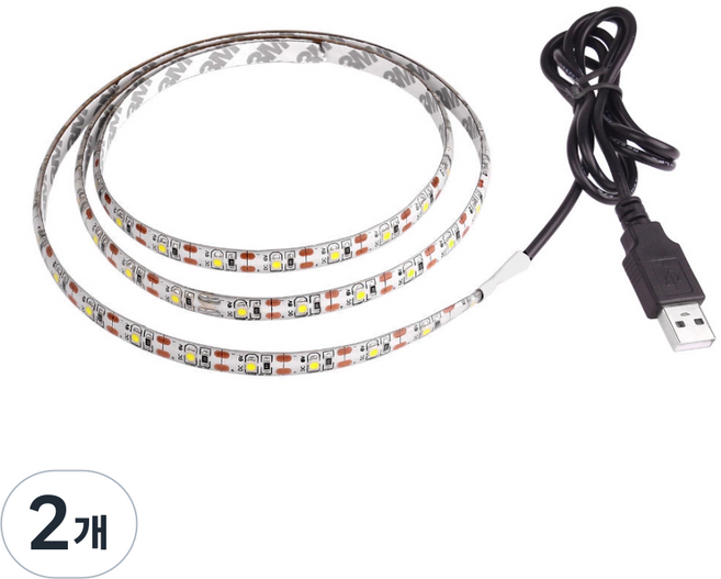 오마이리빙 LED 줄조명 라인조명 USB형 1m, 2개, 전구색