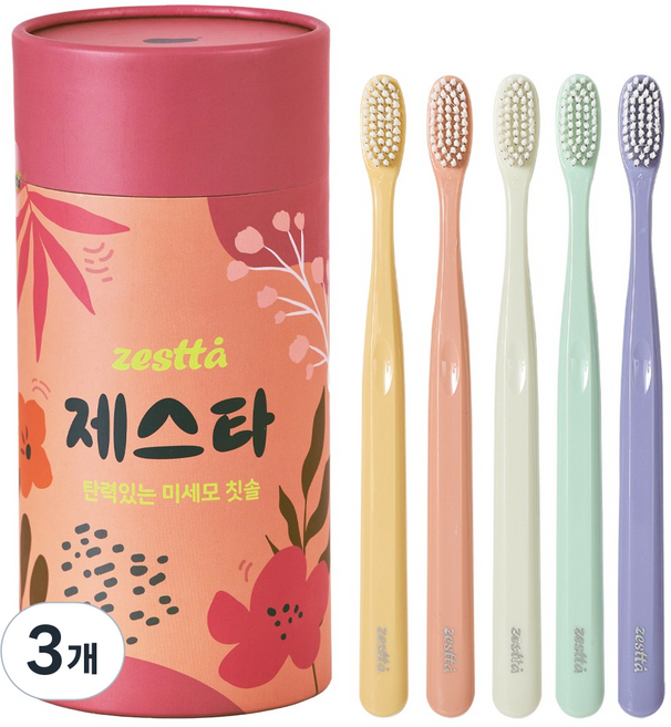 제스타 딥클린 칫솔 탄력있는 미세모 + 칫솔캡, 3개, 12개입