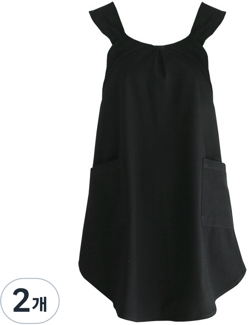 선호그룹 일본앞치마 앞치마 약국 거즈 일회용 행주 끈없는 김장 입는 나일론 보육교사 제작 겨울 미용실 어린이집 린넨 빅사이즈, 검은색, 2개