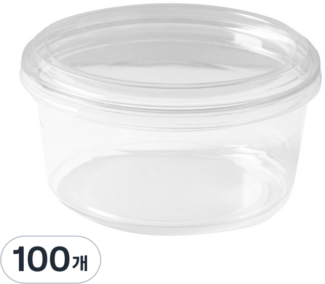 샐러드용기 과일컵 컵과일 12oz 평뚜껑 50p 슈크림 보틀케이크 디저트 케이스, 100개