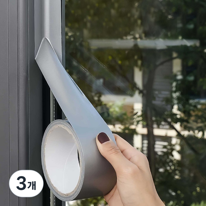 창문 틈새 바람막이 문틈 방풍테이프 바람 소음 차단 방수 대용량 10M, 실버 (은색), 3개