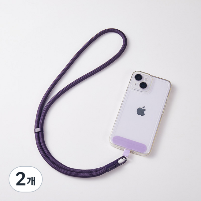 생활연구소 핸드폰 목걸이 스트랩 도난 방지 M, 2개, 퍼플