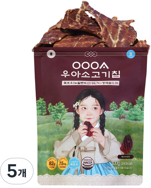 우아 소고기칩, 5개, 100g