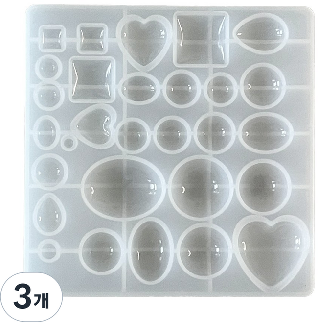 [마니랜드] 볼록 펜던트 젬 보석 몰드, 3개, 반투명