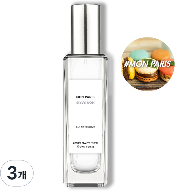 떼시스 몽파리 상큼달달 베리 플로럴 니치 향수 오드퍼퓸, 3개, 30ml