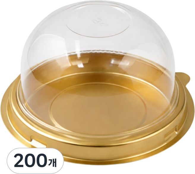 고이담100P 세트 투명 사각 화과자 월병 떡 두쫀쿠 포장 용기 PET 케이스, 200개, 원형 소형 골드