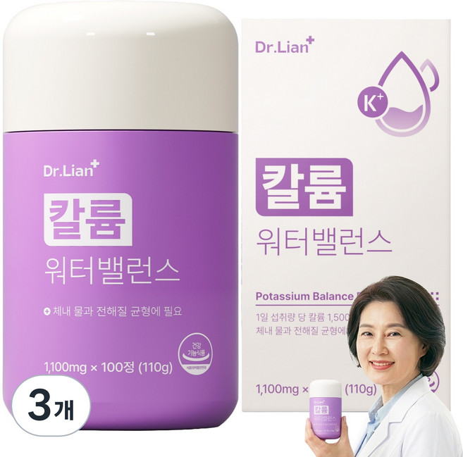 닥터리안 칼륨 워터밸런스 1500, 3개, 100정