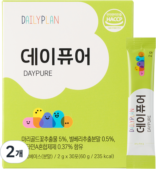 데일리플랜 데이퓨어 루테인 눈영양제, 60g, 2개