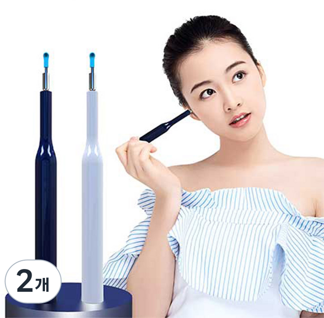 아우라 스마트 LED 귀내시경 귀클리너 본품+팁2set, 2개, 화이트