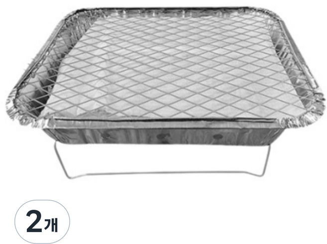 캠핑용 꼬치 그릴 일회용 바베큐 화로 양꼬치 불판, 2개