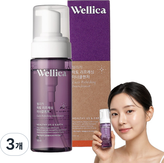 웰리카 이너클렌저 여성청결제 Y존케어, 150ml, 3개