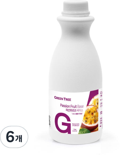 그린트리 패션후르츠 에이드 베이스, 6개, 1.2kg