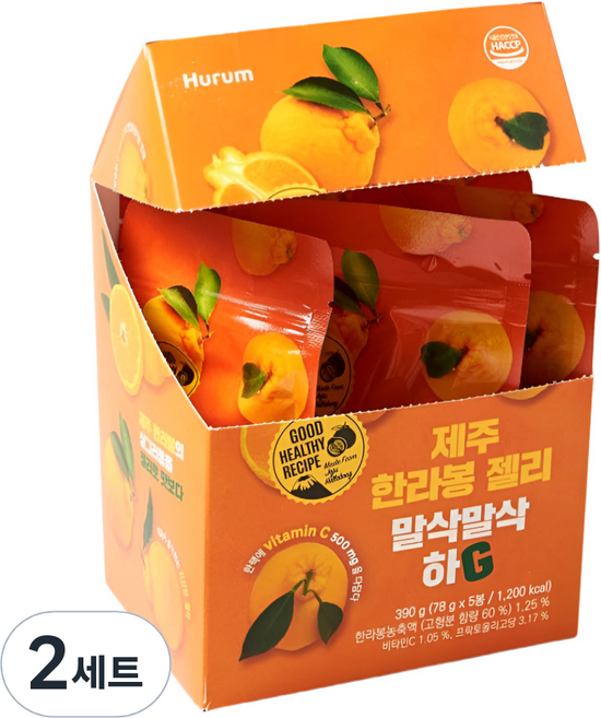 제주 한라봉 젤리 말삭말삭 하G 5개입 세트, 2세트, 390g