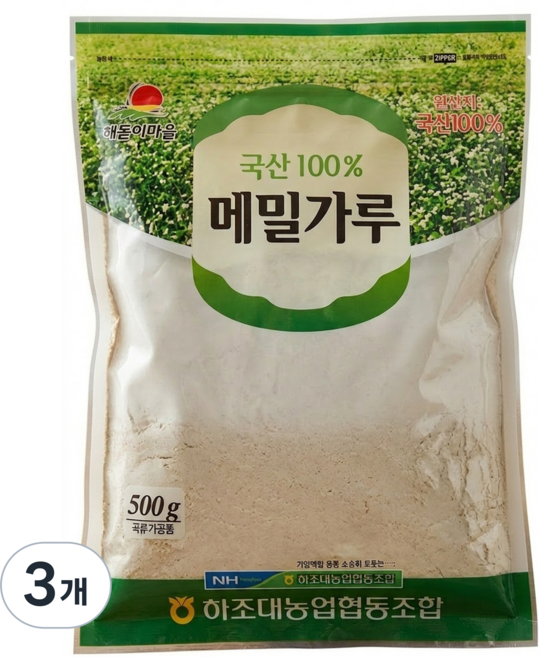 [강원도양양농협] 메밀가루 [설악산 자락의 해풍 맞은 청정메밀] - 하조대농협, 500g, 3개