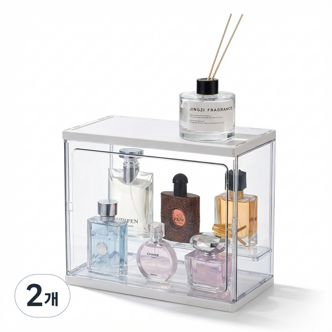 ZHEYE 대용량 투명 화장품 수납장이자 멀티 화장대 (향수 및 스킨케어 진열 홈카페 소품 수납용), 2개, 27CMx14CMX23CM