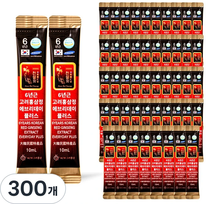 6년근 홍삼 스틱 진액 실속형 끝판왕 에브리데이 플러스, 300개, 10ml - 쿠팡