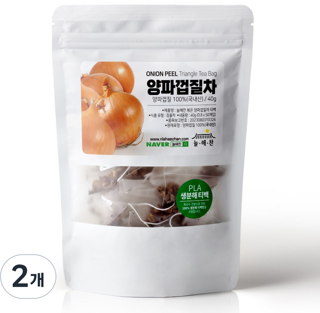 늘해찬 볶은 국산 양파껍질차 티백 전통차 허브차 삼각티백 대용량, 2개, 50개입, 50g, 1g