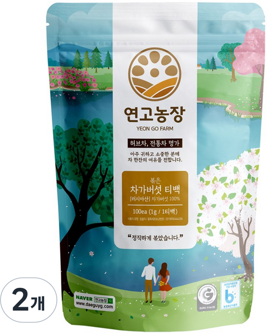 연고농장 볶은 차가버섯차 삼각티백, 1g, 100개입, 2개
