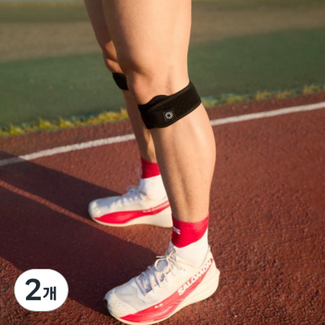 에이더 런닝 슬개골 무릎 보호대 T6 슬개건 마라톤 러닝 무릎보호대, 2개, 블랙(공용)