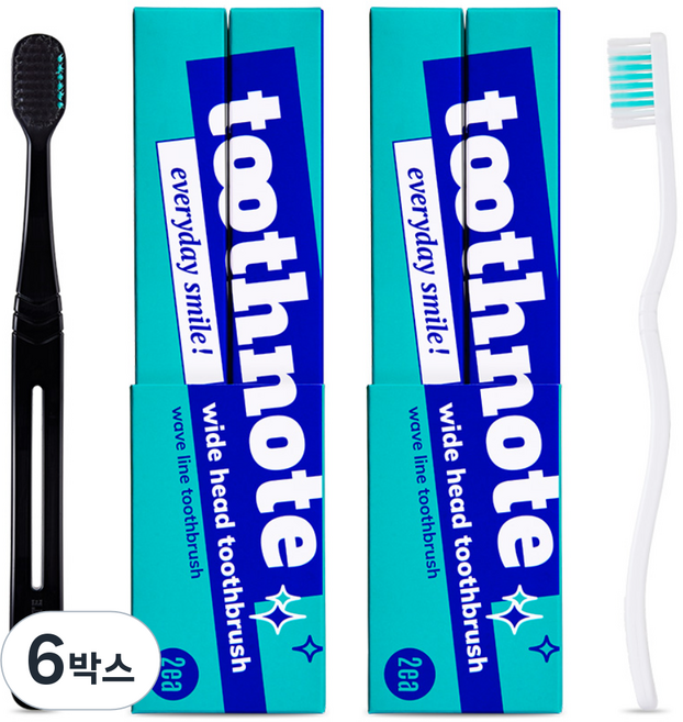 투스노트 초미세모 6열 광폭헤드 스퀴저 칫솔, 2개입, 6세트