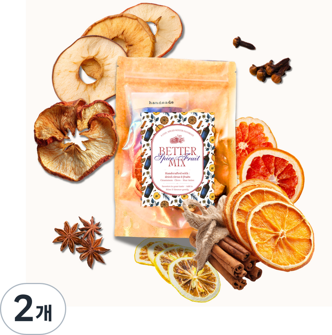 리틀베러 간편한 뱅쇼키트 고급형 뱅쇼만들기 재료 건조과일 향신료, 2개, 42g